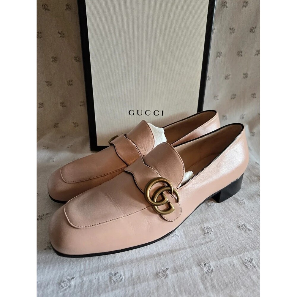 Gucci Malaga Kid Perfect Pink Moccasin Leather Loafers Size 40